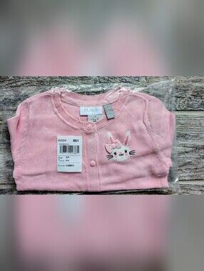 Children's Place 5-6T NWT Baby Pink Bunny Embroidered Cardigan